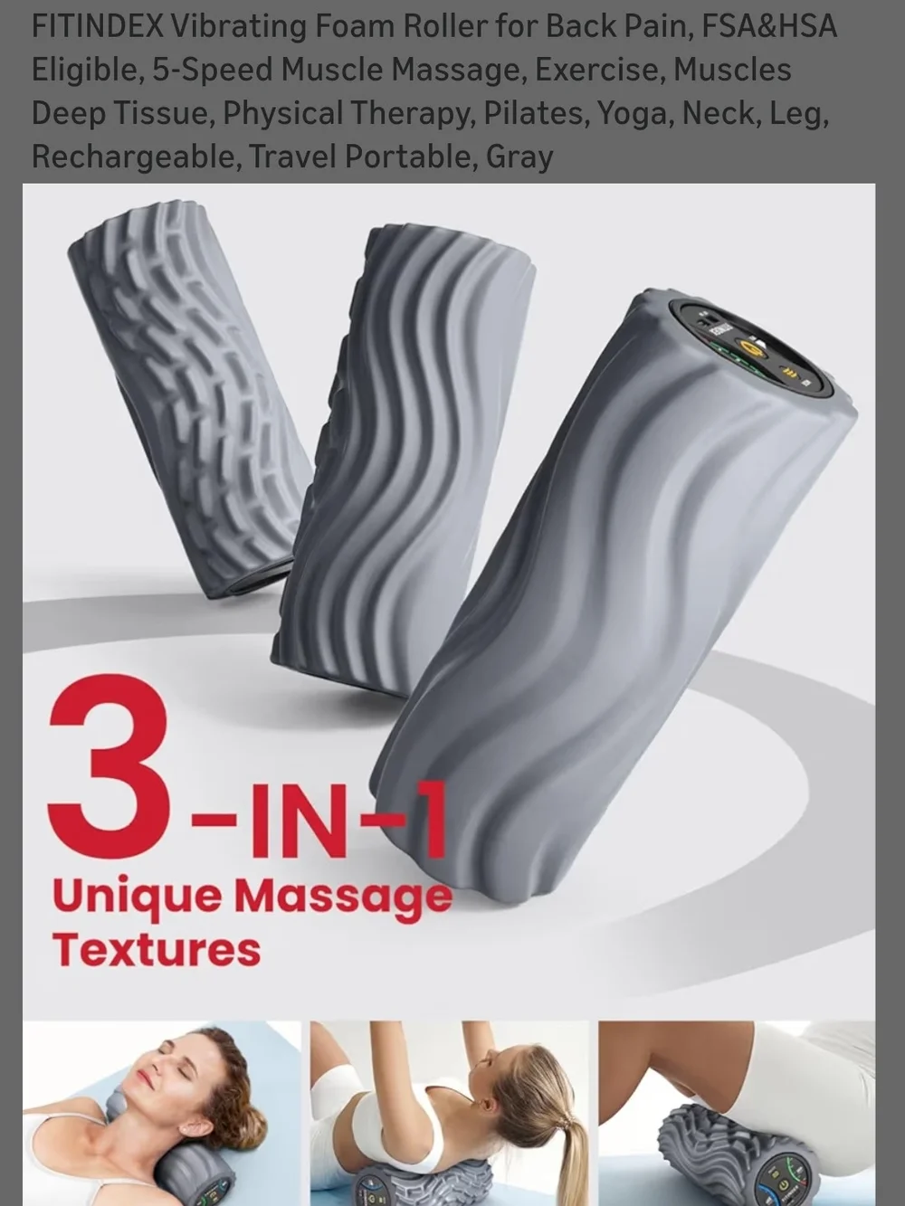 Gray Vibrating Foam Roller — Deep Tissue Recovery